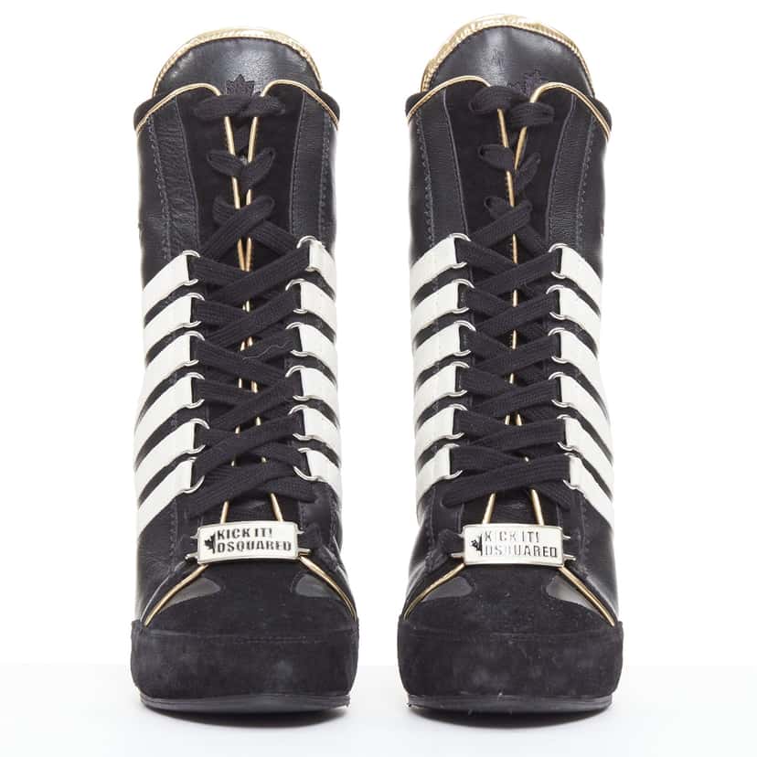 Dsquared2 Wrap Tie Chunky Boots Black Suede Good condition - Inside View