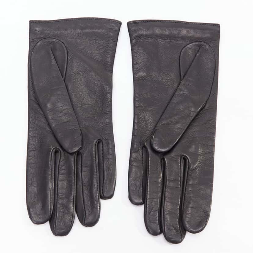Louis Vuitton Suede Topstitch Gloves Black Leather Very good condition - Back View