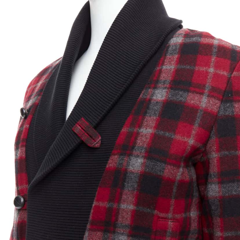 Kris Van Assche Red Wool Check Bomber Red Wool Very good condition - Back View