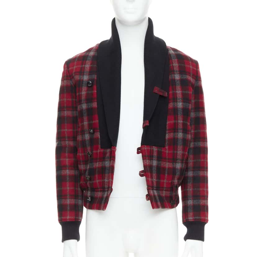 Kris Van Assche Red Wool Check Bomber Red Wool Very good condition - Inside View