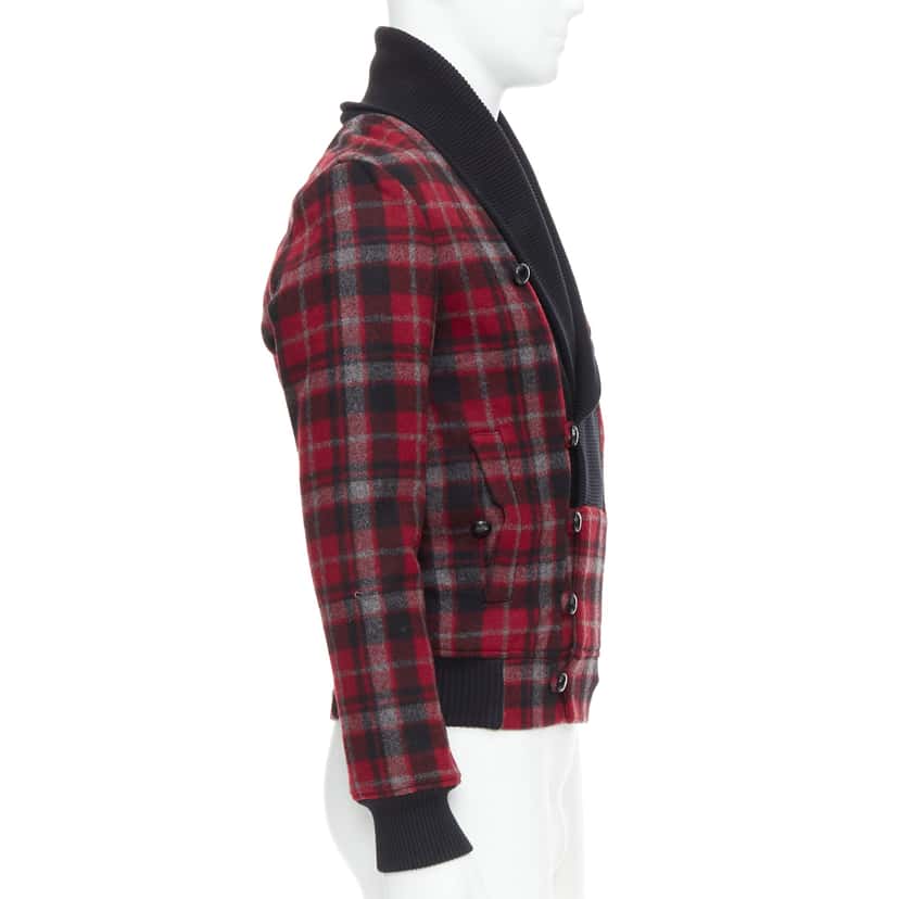 Kris Van Assche Red Wool Check Bomber Red Wool Very good condition - Box View