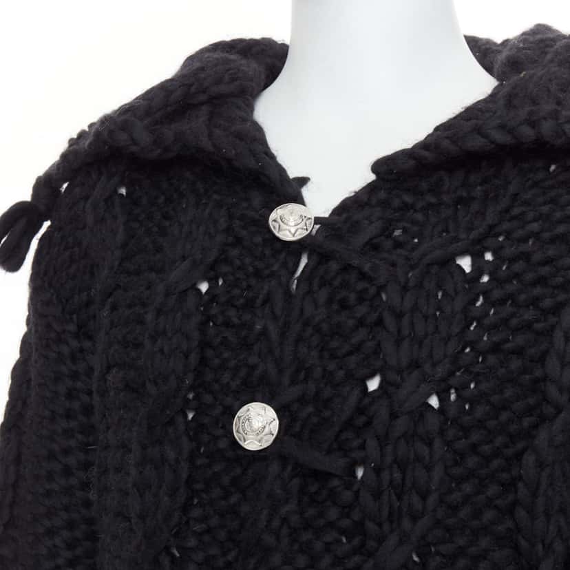 Dolce & Gabbana Chunky Knit Cardigan Black Wool Very good condition - Back View
