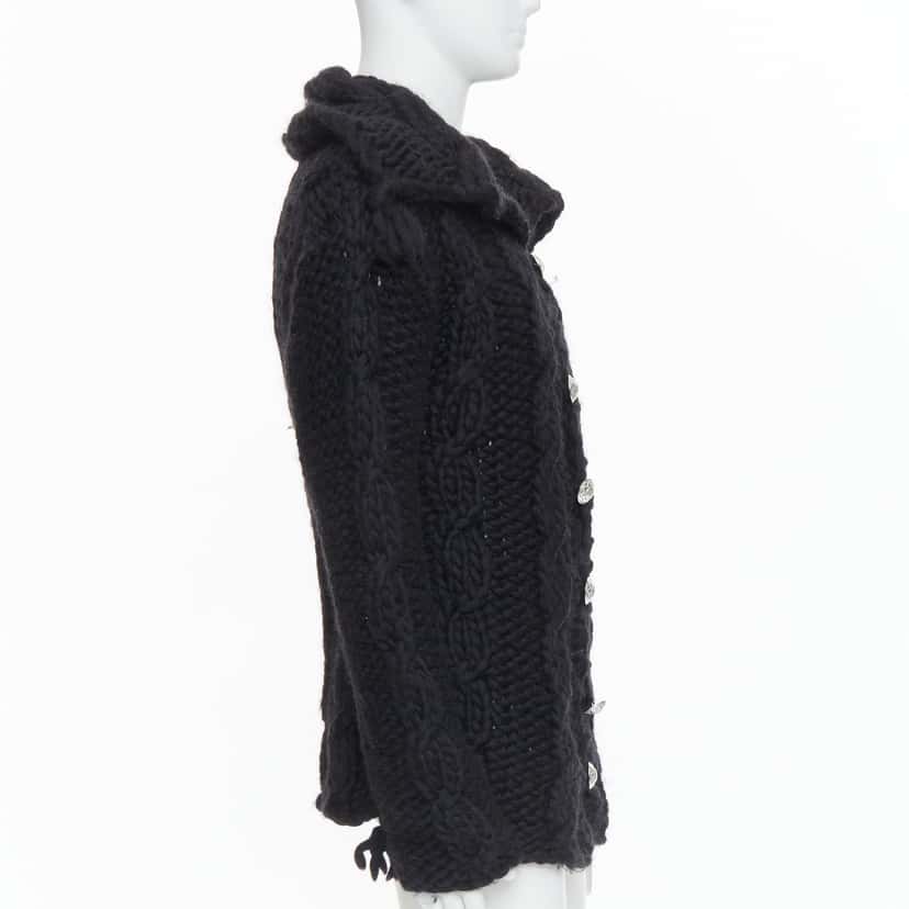 Dolce & Gabbana Chunky Knit Cardigan Black Wool Very good condition - Box View