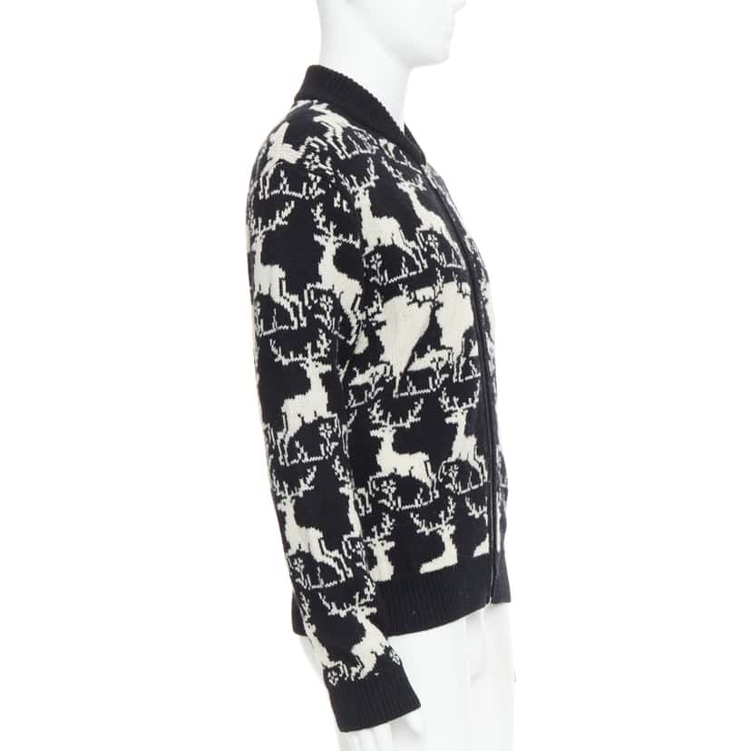 Dries Van Noten Reindeer Intarsia Jacket Black Wool Fair condition - Box View