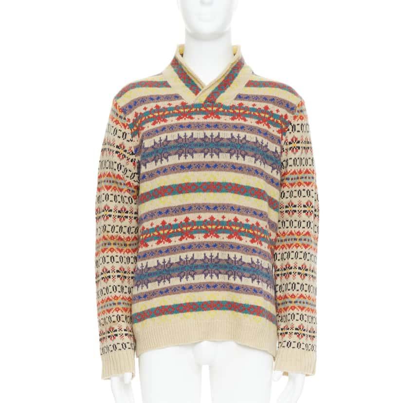 Dries Van Noten Striped Fairisle Sweater MultiColor Wool Good condition - Front View