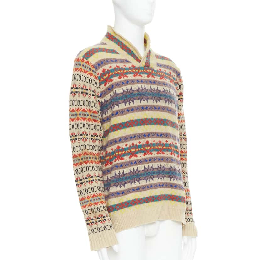 Dries Van Noten Striped Fairisle Sweater MultiColor Wool Good condition - Inside View