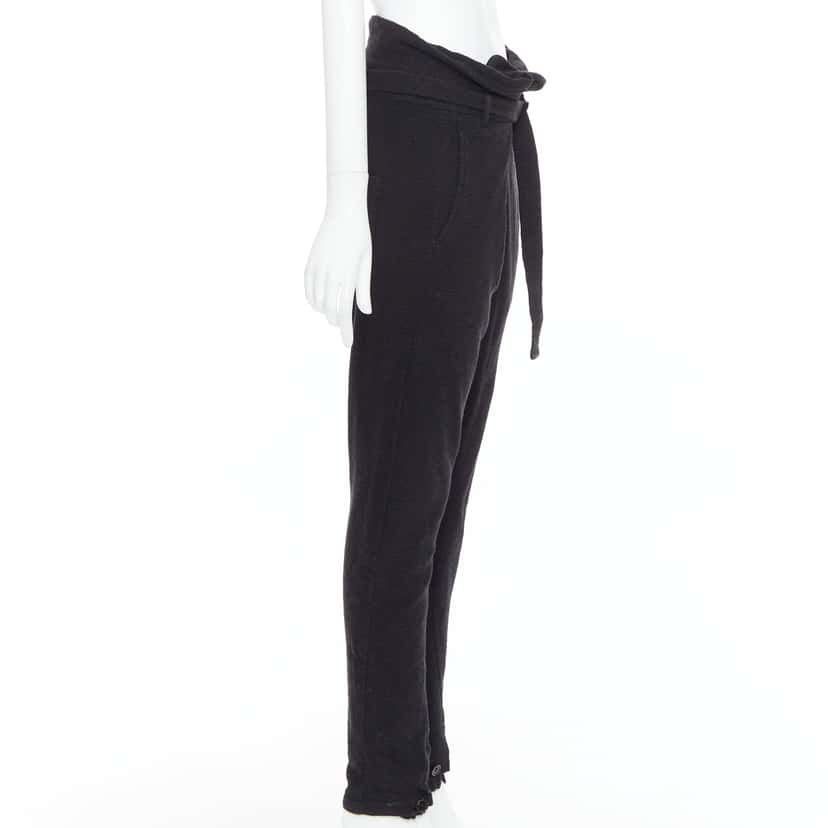 Ann Demeulemeester Belted Tapered Pants Black Cotton Fair condition - Model View