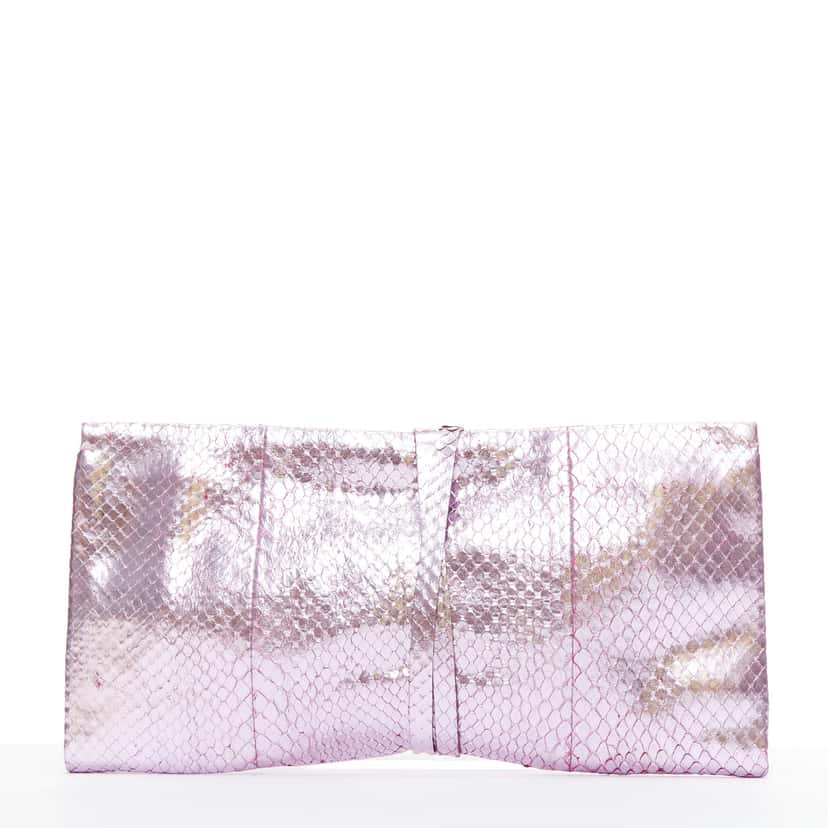 Yves Saint Laurent Purple Wraparound Clutch Pink Leather Fair condition - Model View