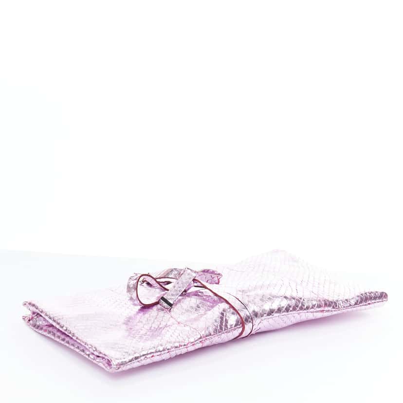 Yves Saint Laurent Purple Wraparound Clutch Pink Leather Fair condition - Box View