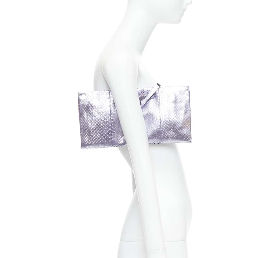 Yves Saint Laurent Marble Box Clutch Purple Leather Fair condition - Back View
