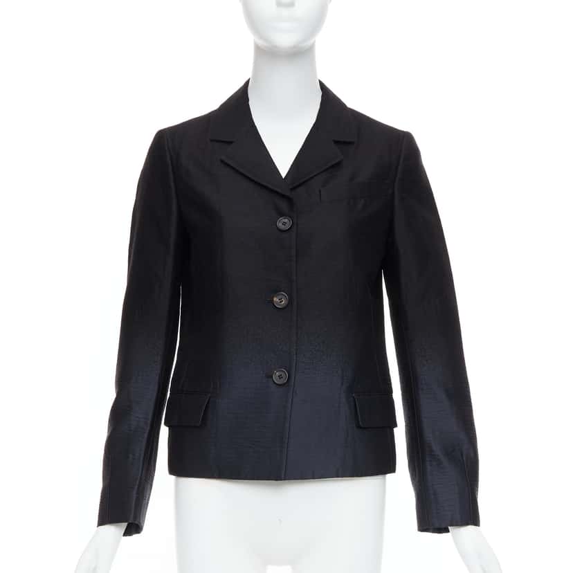 Prada Black Degrade Blazer Black Wool Never worn - Front View