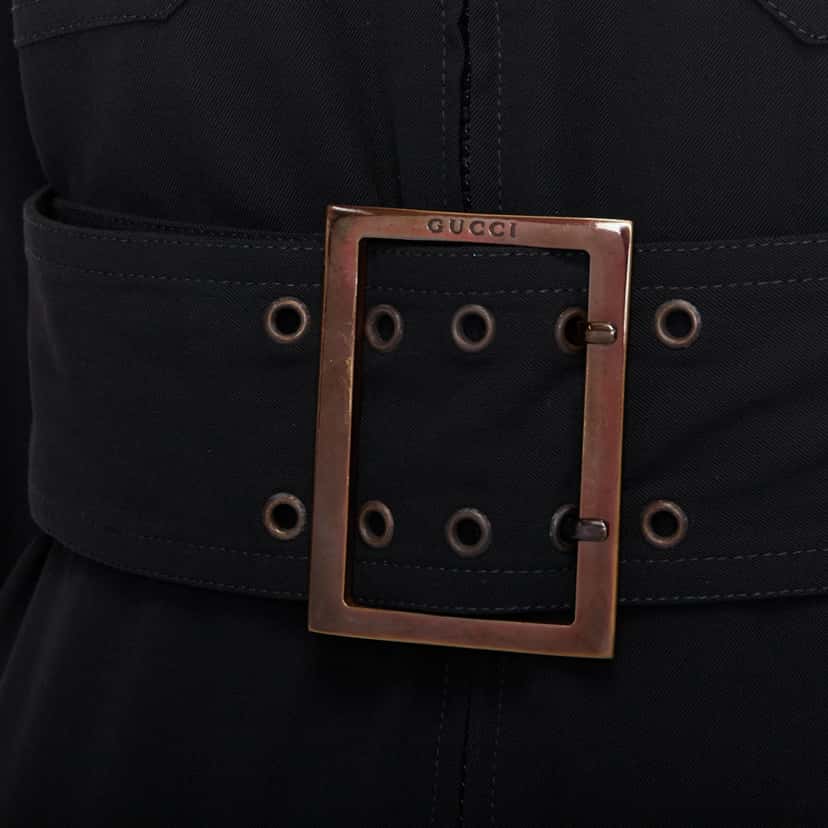 Gucci Military Safari Dress Black Wool Fair condition - Back View