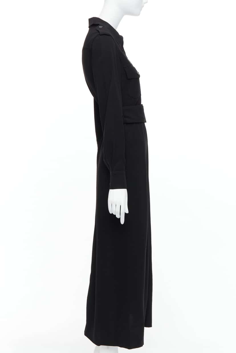 Gucci Military Safari Dress Black Wool Fair condition - Model View