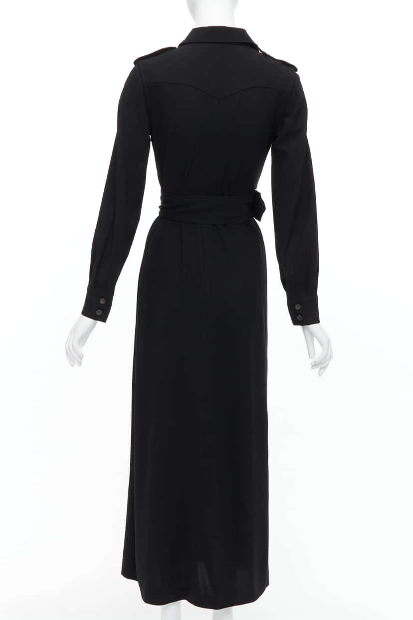 Gucci Military Safari Dress Black Wool Fair condition - Box View