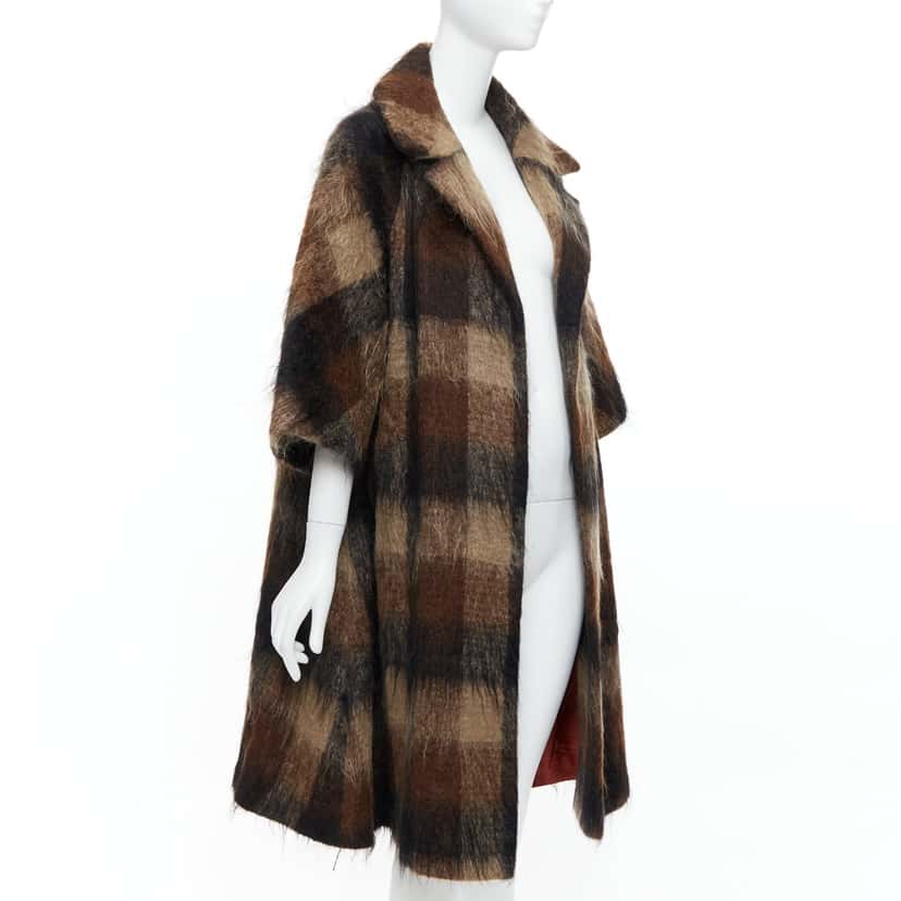 Lilli Ann Brown Checked Overcoat Brown Wool Good condition - Front View