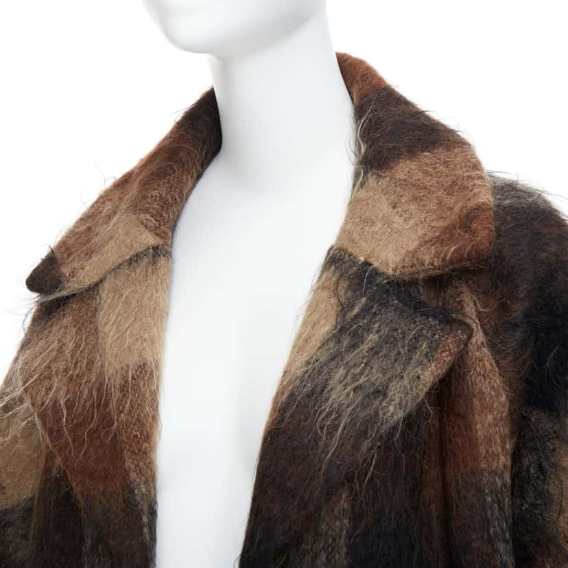 Lilli Ann Brown Checked Overcoat Brown Wool Good condition - Back View