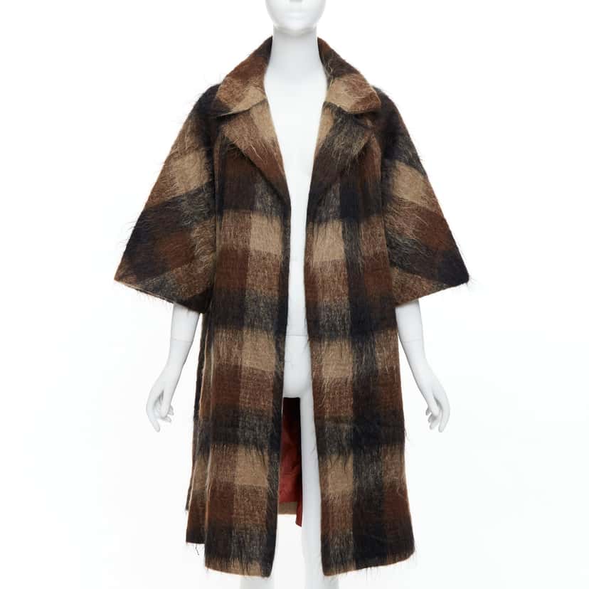 Lilli Ann Brown Checked Overcoat Brown Wool Good condition - Inside View