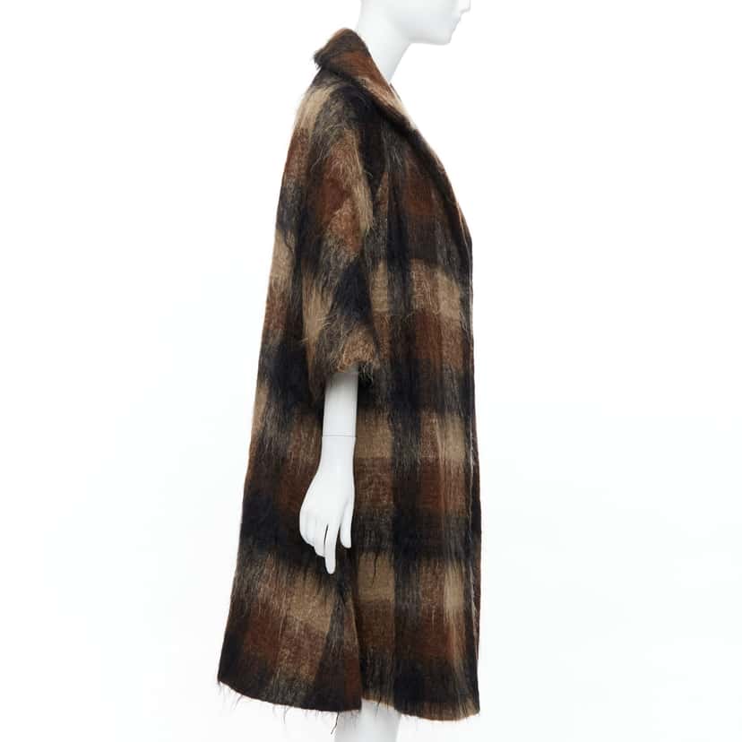 Lilli Ann Brown Checked Overcoat Brown Wool Good condition - Model View