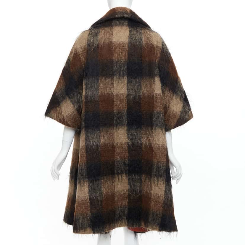 Lilli Ann Brown Checked Overcoat Brown Wool Good condition - Box View