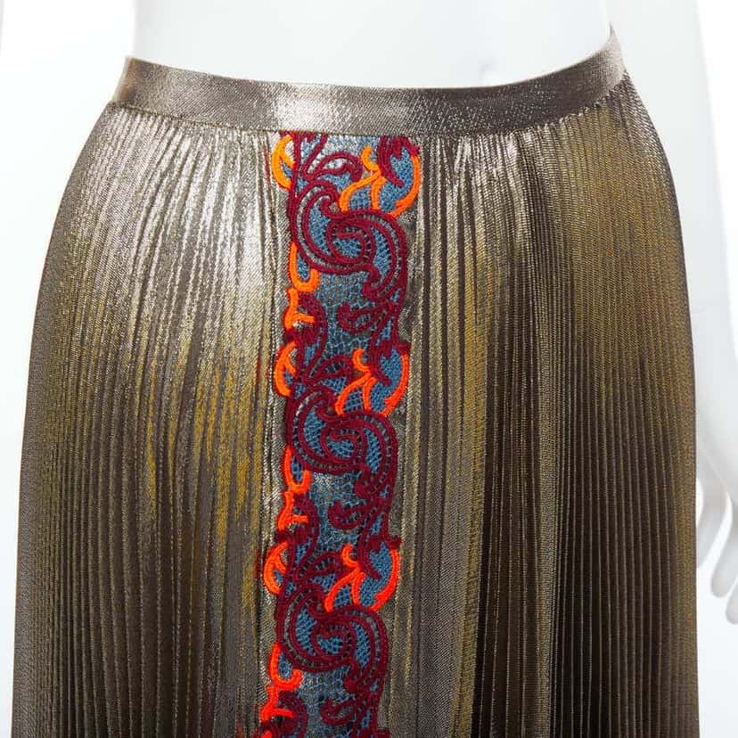 Versace Baroque Pleat Skirt Gold Silk Never worn, with tag - Back View