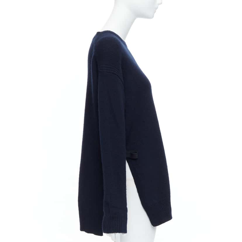 Prada Ribbon Tie Sweater Navy Fair condition - Model View