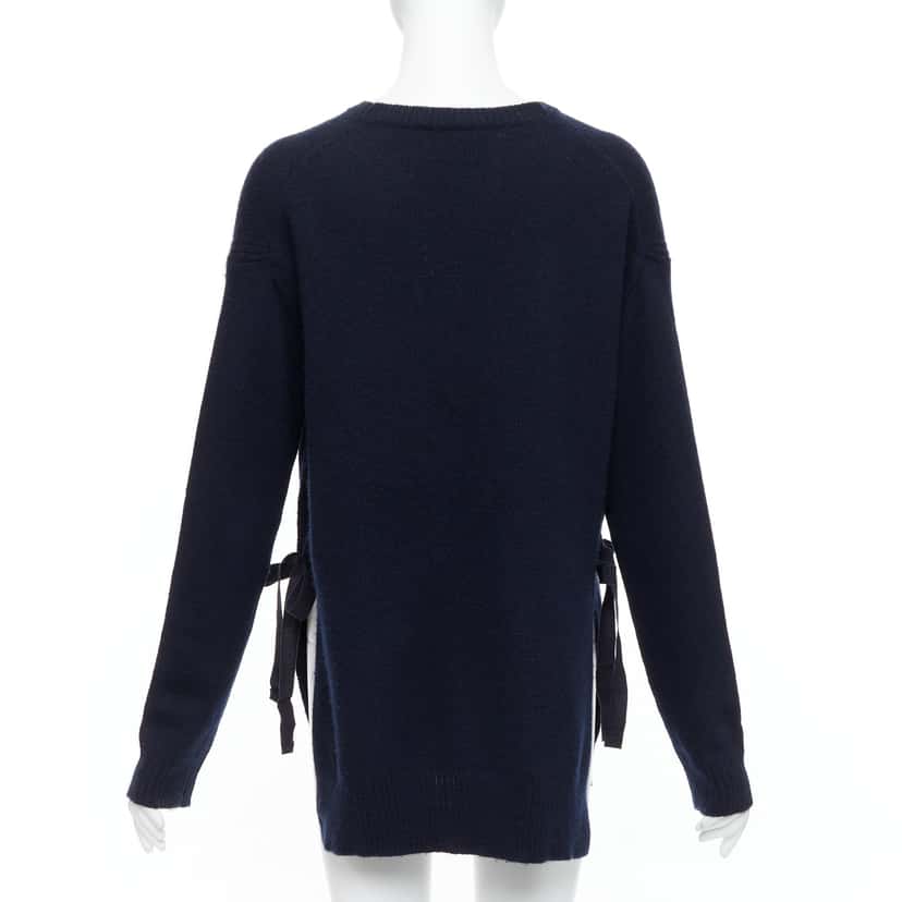 Prada Ribbon Tie Sweater Navy Fair condition - Box View