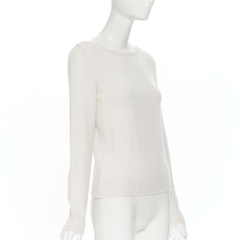 Hermès Ribbed Panel Sweater Beige Cashmere Never worn - Model View