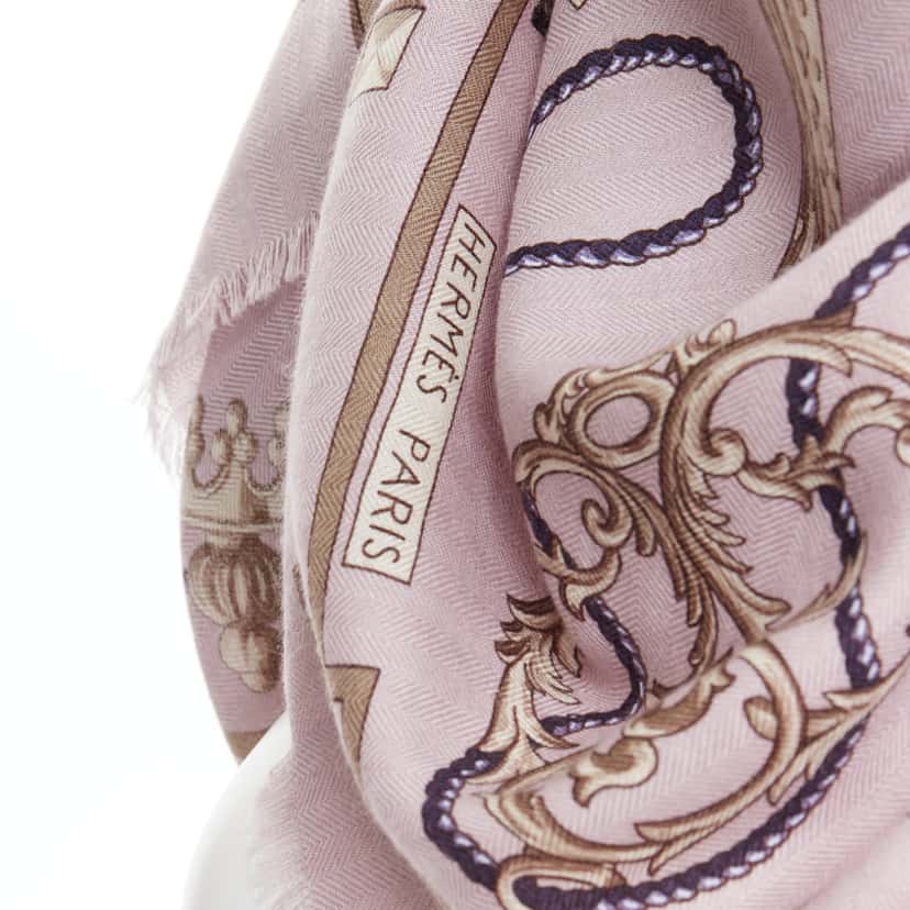 Hermès Keys Tassels Scarf Purple Cashmere Never worn - Back View