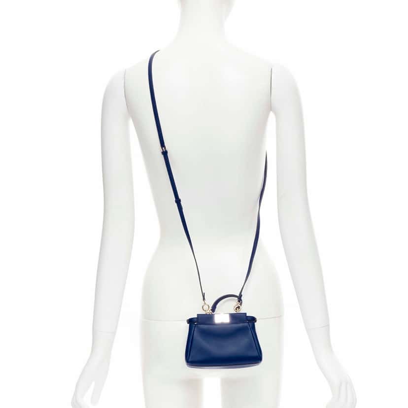 Fendi Music Box Clutch Blue Leather Very good condition - Back View