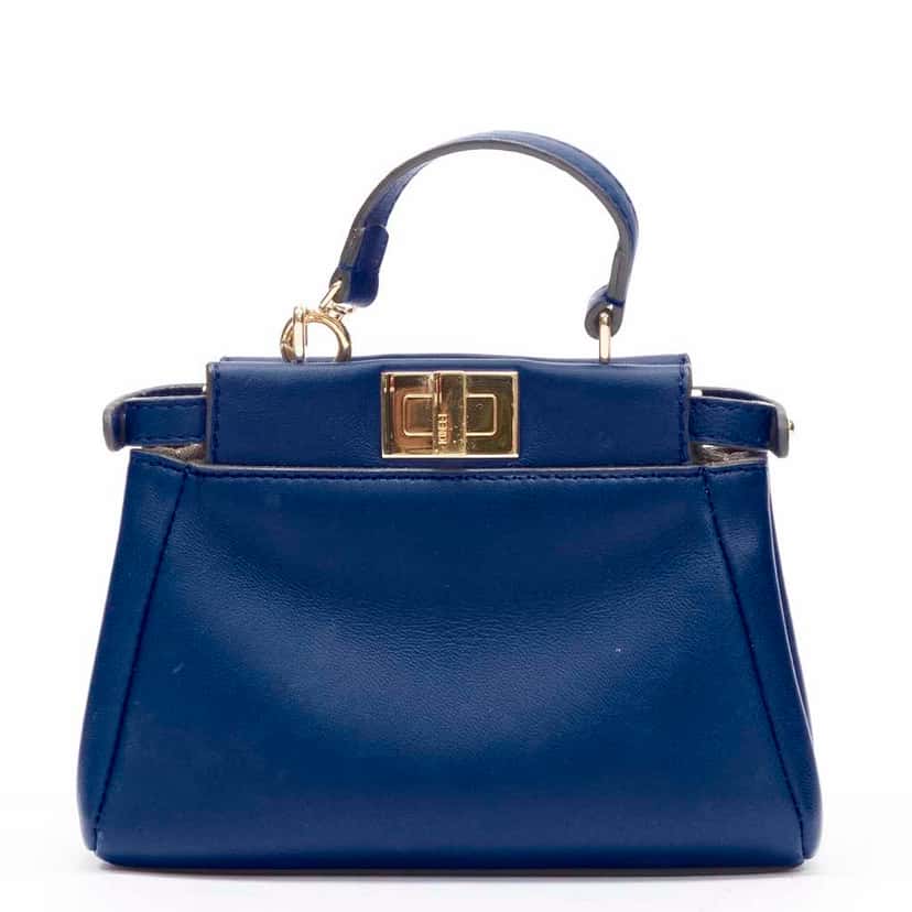 Fendi Music Box Clutch Blue Leather Very good condition - Box View
