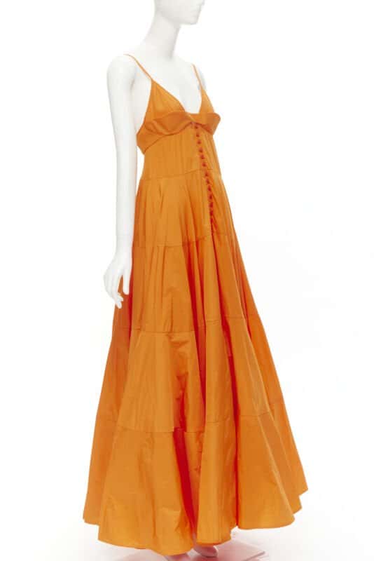 Jacquemus Tafetta Button Gown Orange Cotton Never worn, with tag - Inside View