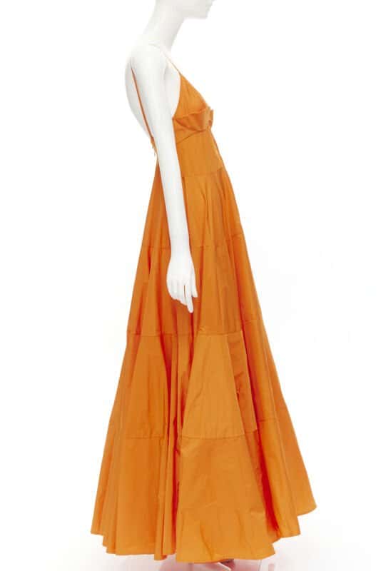 Jacquemus Tafetta Button Gown Orange Cotton Never worn, with tag - Model View