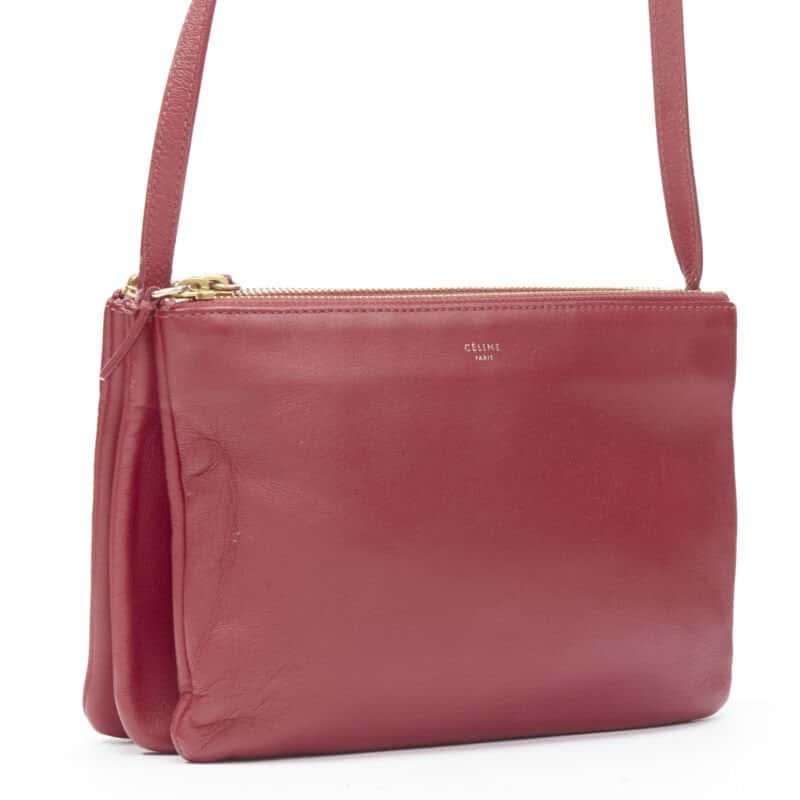 Celine Monica Lock Satchel Red Leather Good condition - Inside View