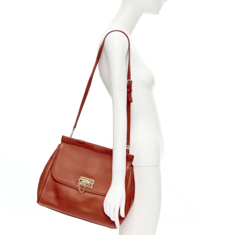 Dolce & Gabbana Pebble Duffel Bag Orange Leather Very good condition - Back View