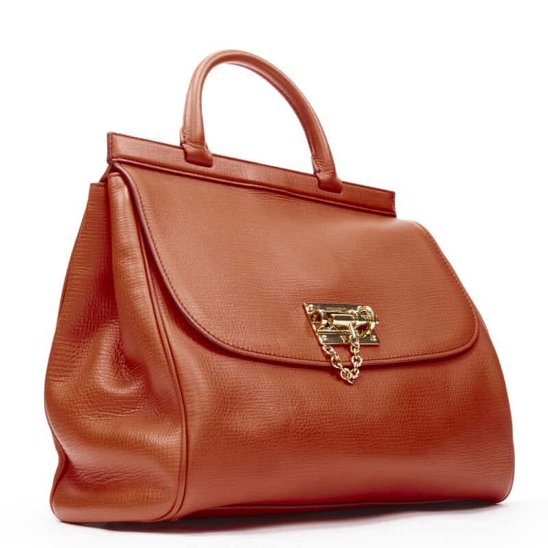 Dolce & Gabbana Pebble Duffel Bag Orange Leather Very good condition - Inside View