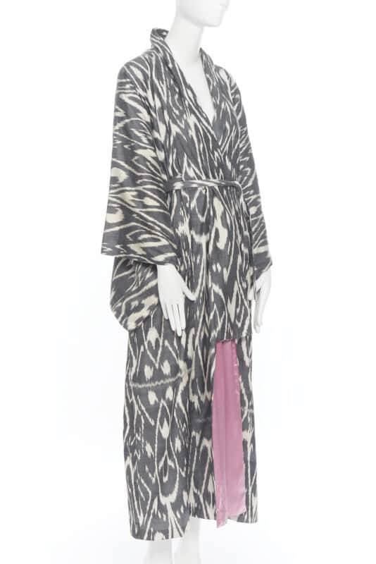 Oscar De La Renta Brown Leopard Silk Kimono Brown Silk Very good condition - Box View