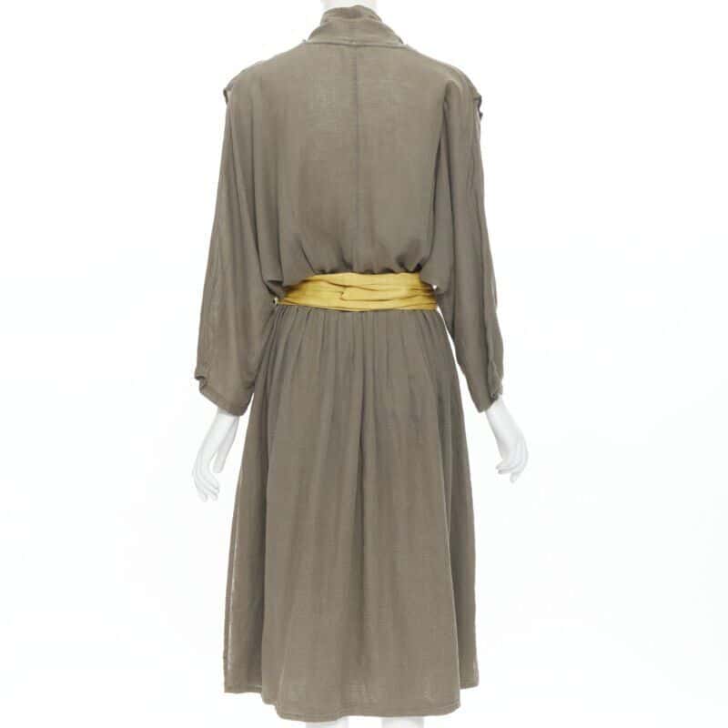 Issey Miyake Obi Belt Dress Beige Linen Never worn - Box View