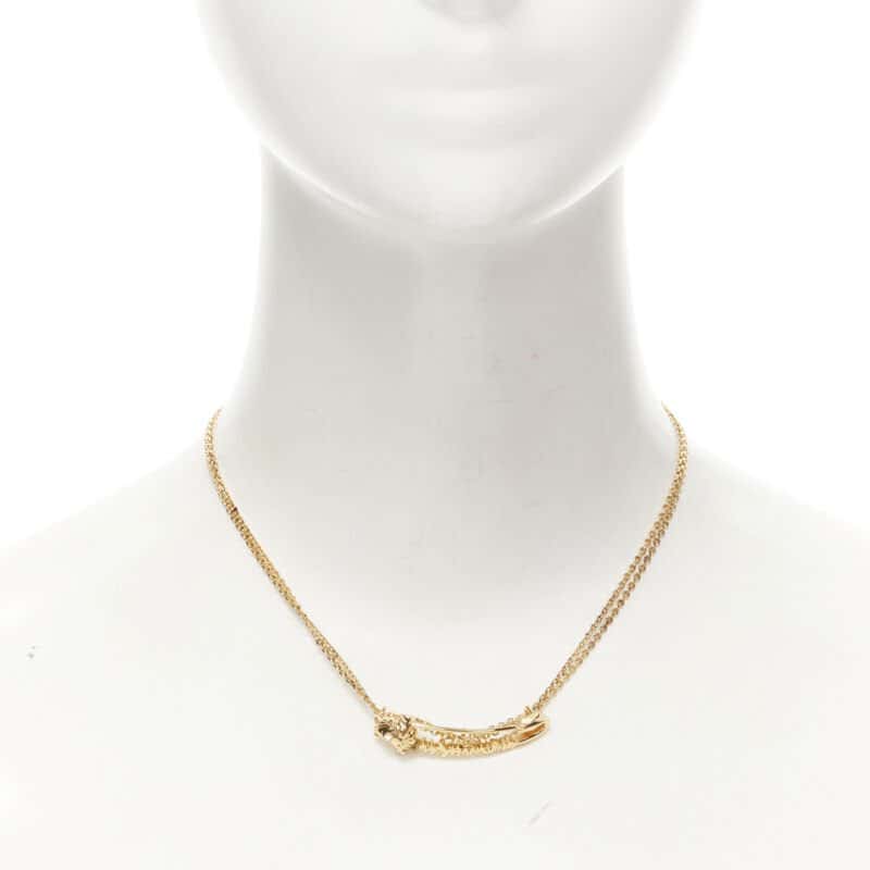 Versace Safety Pin Necklace Gold Never worn - Front View