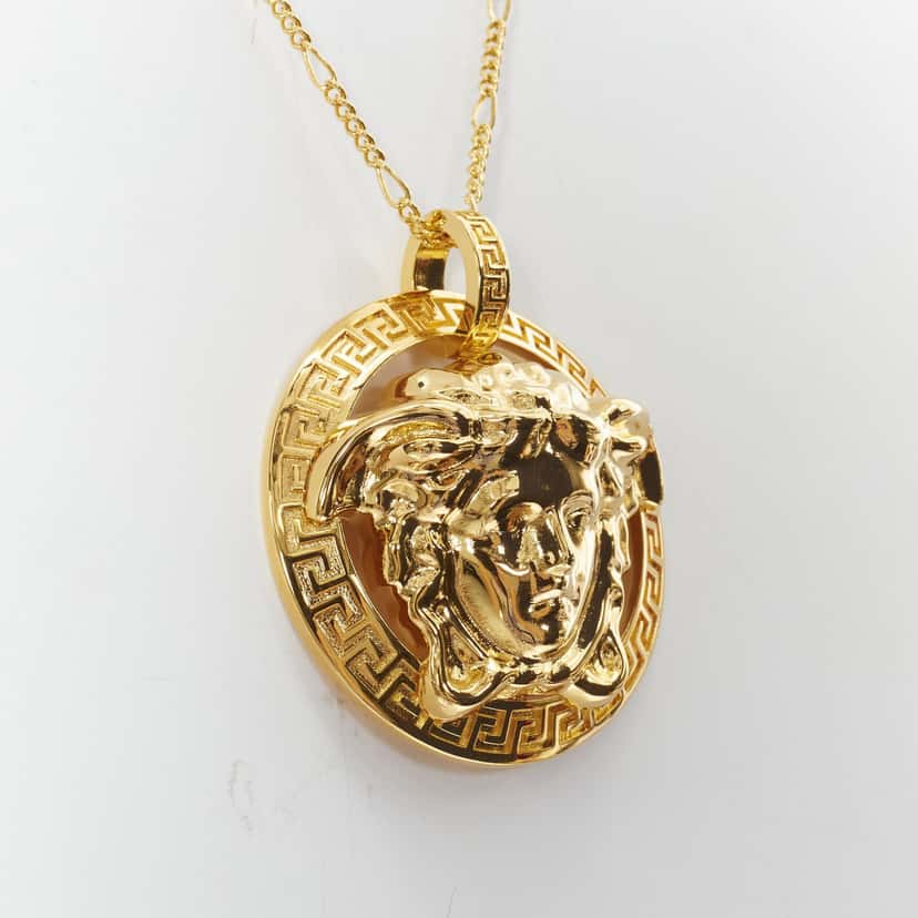 Versace Medusa Coin Necklace Gold Metal Never worn, with tag - Back View