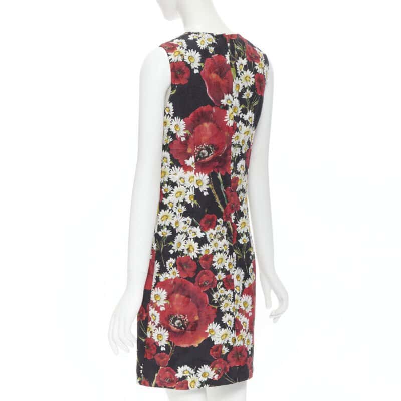Dolce & Gabbana Poppy Daisy Dress Black Cotton Never worn - Box View