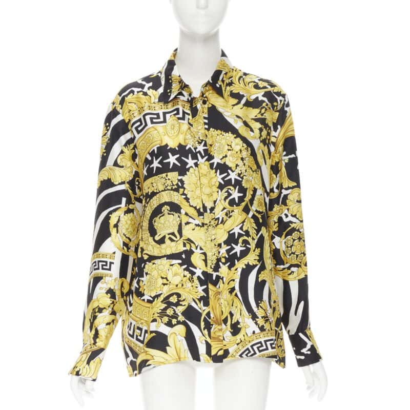 Versace Baroque Silk Shirt Gold Silk Never worn, with tag - Front View