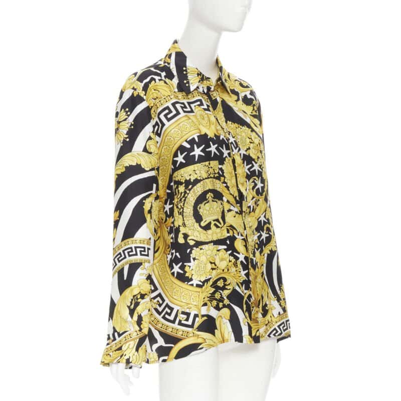 Versace Baroque Silk Shirt Gold Silk Never worn, with tag - Back View