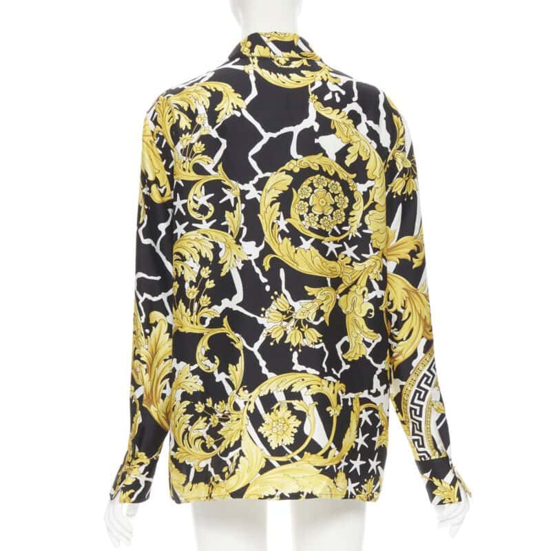 Versace Baroque Silk Shirt Gold Silk Never worn, with tag - Model View