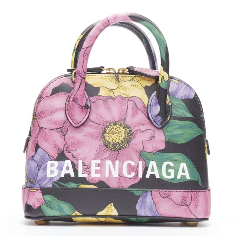 Balenciaga Floral Ville Bag MultiColor Leather Never worn, with tag - Front View