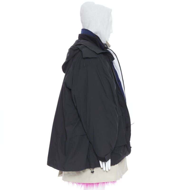 Balenciaga Pink Fur Parka Black Never worn, with tag - Model View