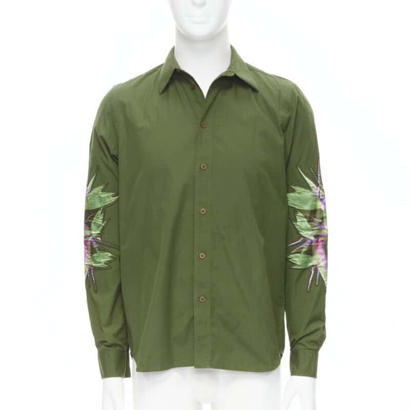 Givenchy Birds Patch Shirt Green Cotton Never worn - Front View