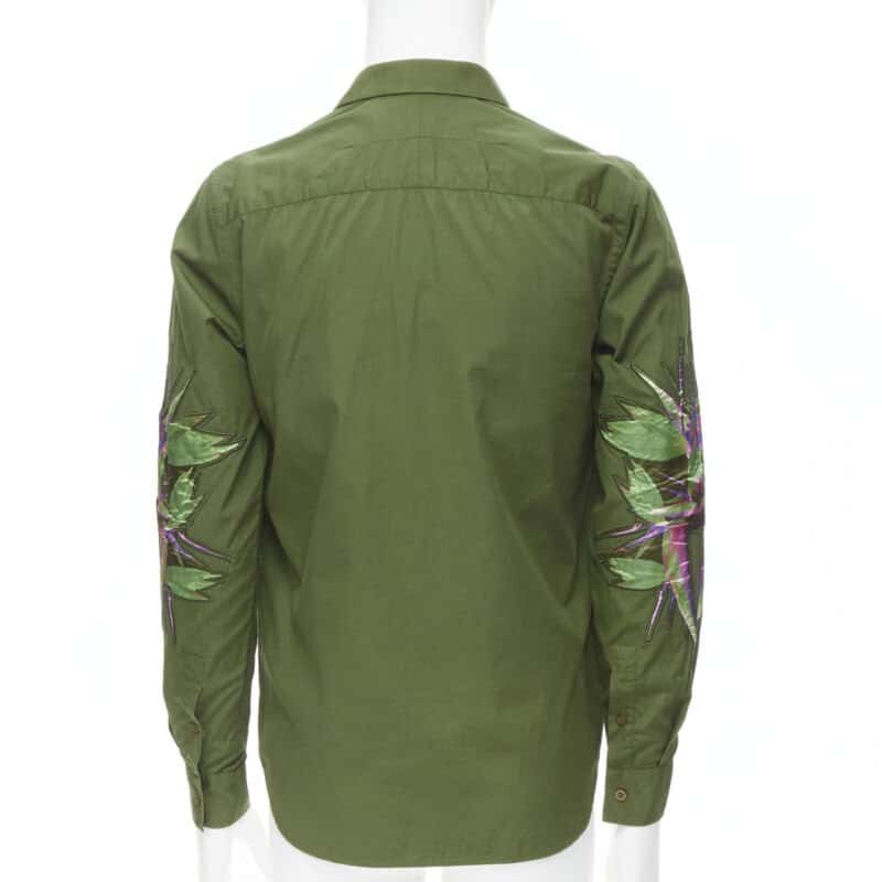 Givenchy Birds Patch Shirt Green Cotton Never worn - Box View