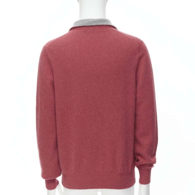 Brunello Cucinelli Half Zip Pullover Red Cashmere Never worn - Box View