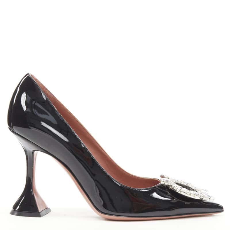 Amina Muaddi Crystal Buckle Pumps Black Very good condition - Front View