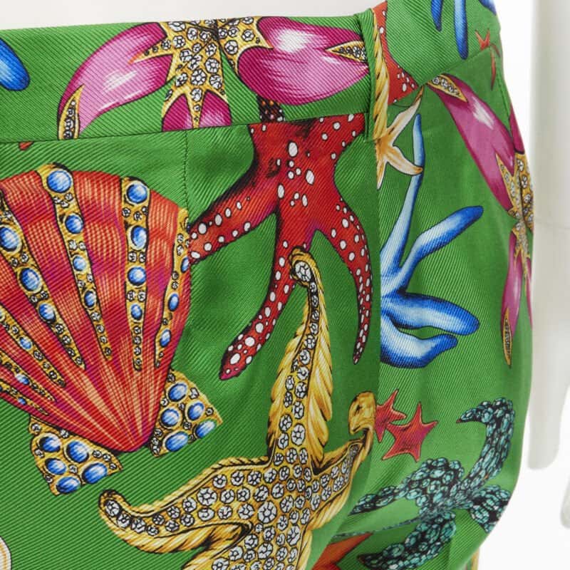 Versace Starfish Print Pants Green Viscose Never worn, with tag - Back View